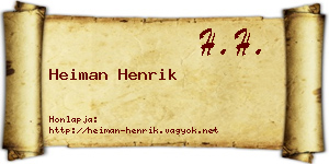 Heiman Henrik névjegykártya